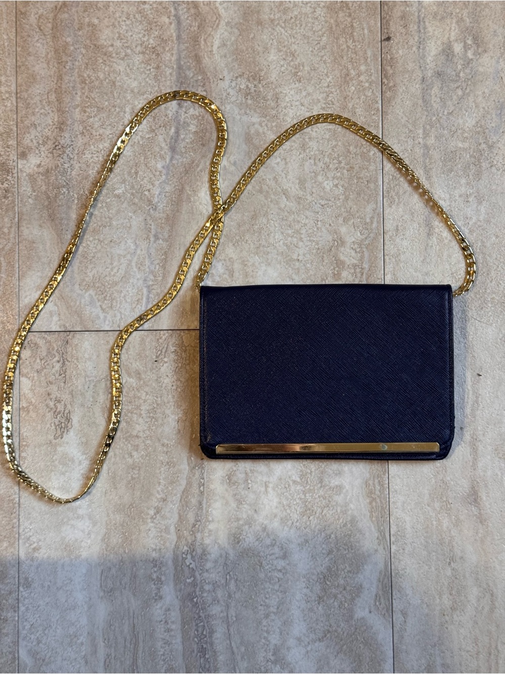 Merona Navy Crossbody with Gold Chain Accent